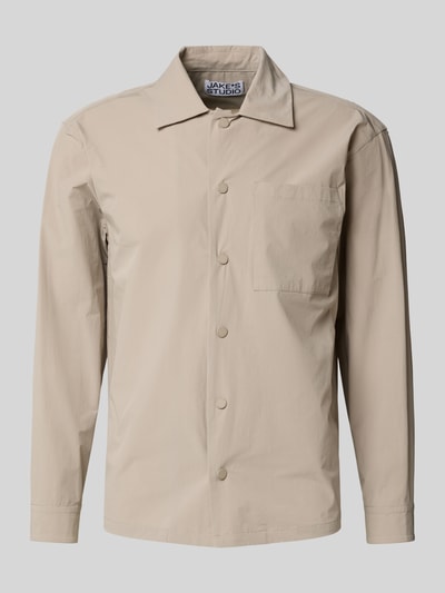 JAKE*S STUDIO MEN Regular Fit Hemdjacke mit Brusttasche Khaki 2