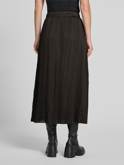 COMMA Midirok met structuurpatroon en elastische band Donkerbruin - 5