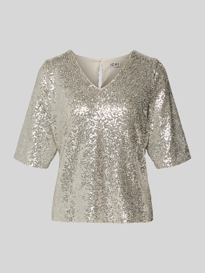 ICHI Blusenshirt mit V-Ausschnitt Modell 'FAUCA' Beige 2