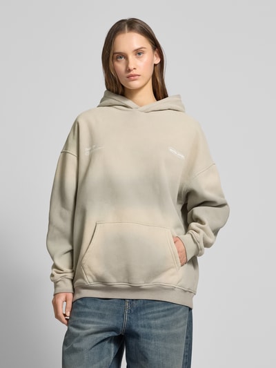 ANOTHER COTTON LAB Oversized hoodie met labelprint, model 'Essentials' Middengrijs - 4