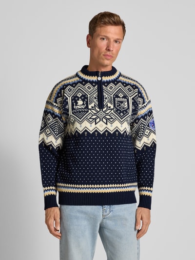 Dale of Norway Norwegerpullover aus Wolle mit Troyer-Kragen Marine 4