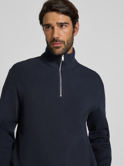 Lindbergh Gebreide pullover met schipperskraag Marineblauw - 3