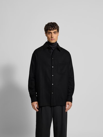 MAISON KITSUNÉ Regular Fit Freizeithemd aus reiner Wolle Black 4