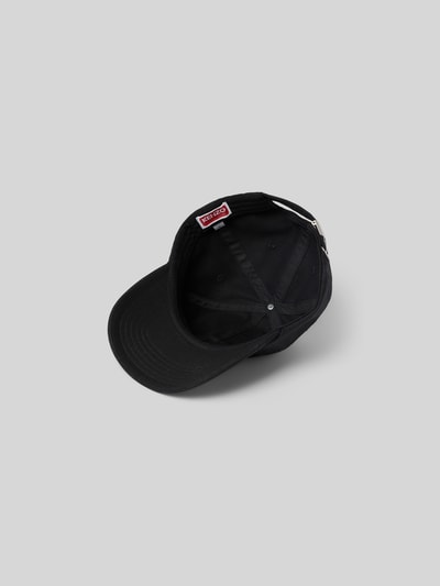 Produktfoto, Basecap aus reiner Baumwolle von Kenzo in Schwarz mit verstärktem Schirm, Label-Patch, verstellbarem Riegel und Belüftungslöchern.