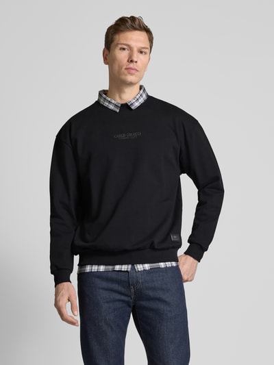 CARLO COLUCCI Sweatshirt mit Label-Print und -Badge Black 4