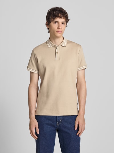 Blend Slim Fit Poloshirt mit Strukturmuster Modell 'FABLE' Beige 4