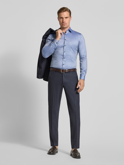 OLYMP No. Six Super slim fit zakelijk overhemd van katoenmix Marineblauw - 1