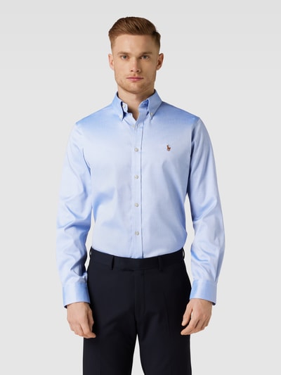 Polo Ralph Lauren Slim fit zakelijk overhemd met labelstitching Bleu - 4