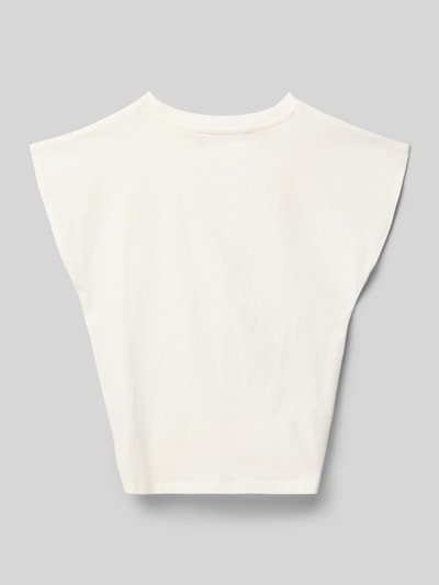 Produktfoto, Regular Fit T-Shirt mit Motiv-Stitching von Garcia, Kinder T-Shirt aus Reine Baumwolle, Farbe Weiß, Rückenlänge 43 cm bei Größe 140.