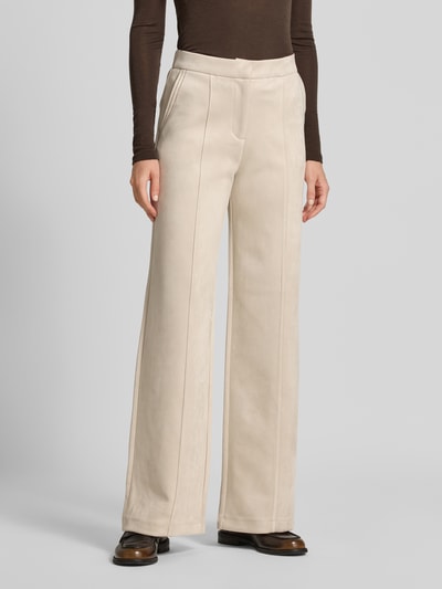 Guess Spodnie materiałowe z zakładkami Écru 4