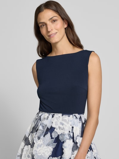 Christian Berg Cocktail Abendkleid mit Rundhalsausschnitt und rückseitigem Reißverschluss Marine Melange 3