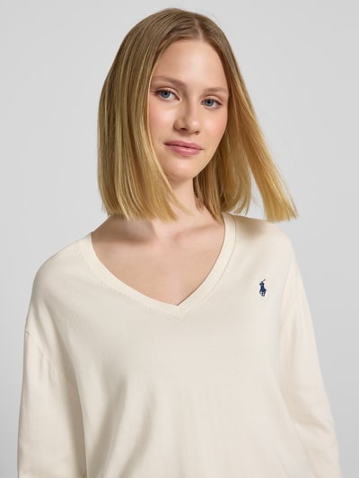 Polo Ralph Lauren Gebreide pullover met logostitching en V-hals Offwhite - 3