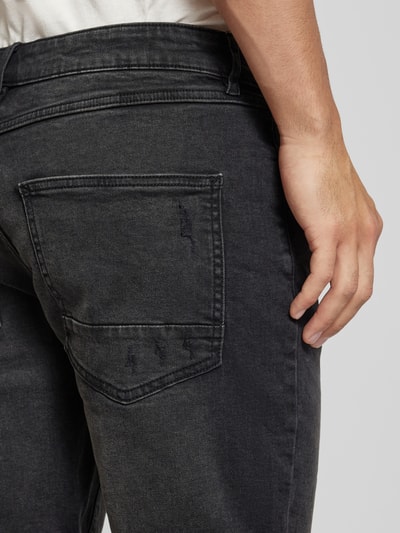 Redefined Rebel Regular Fit Jeansshorts im Destroyed-Look Modell 'PORTO' Black 3