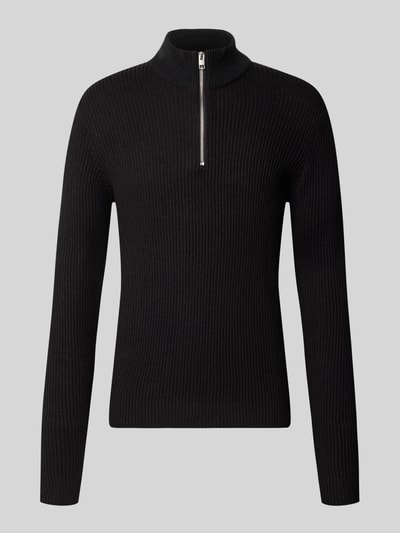 JACK & JONES Strickpullover mit Troyer-Kragen Modell 'PANNEL' Black 1