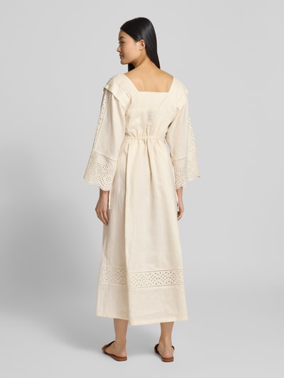 Weekend Max Mara Linnen jurk met broderie anglaise, model 'LUGLIO' Offwhite - 5