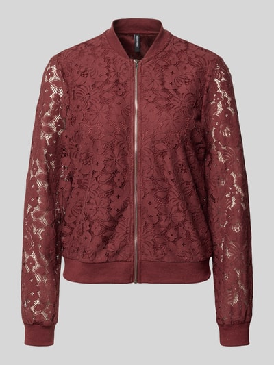 Produktfoto, Regular Fit Blouson aus Baumwoll-Mix Modell 'HONEY' von Vero Moda, Optik:Allover-Muster, florales Muster, Häkelstruktur, Farbe Bordeaux