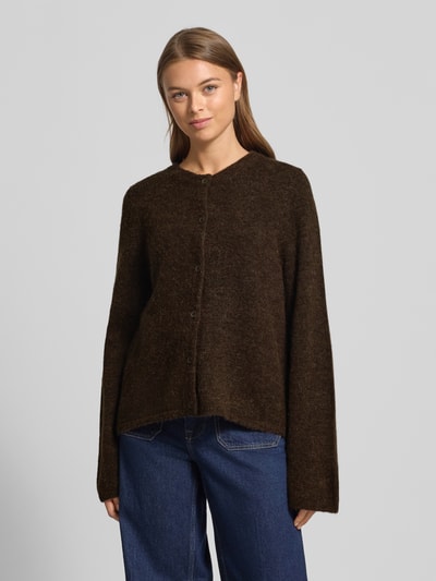 Selected Femme Kurtka o kroju regular fit z dzianiny z mieszanki wełny model ‘LULU’ Ciemnobrązowy 4