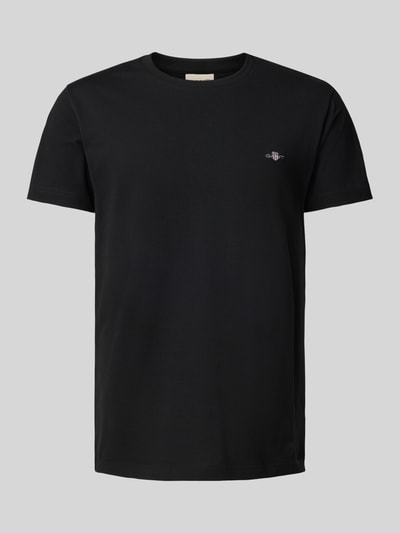 Gant Slim Fit T-Shirt mit Label-Stitching Black 2