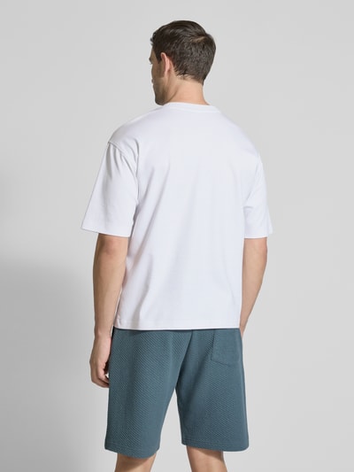 JAKE*S STUDIO MEN T-Shirt mit geripptem Rundhalsausschnitt Weiss 5