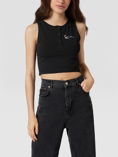 KARL KANI Crop Top mit Serafino-Kragen Black 4