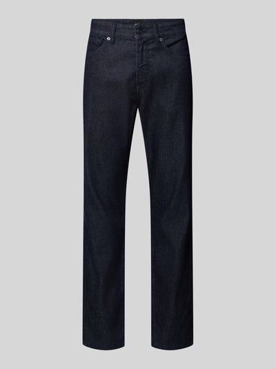 Produktfoto, granatowe jeansy w fasonie prostym, 5 kieszeni, bawełna z elastanem, Jeans im 5-Pocket-Design Modell "Re.Maine" von BOSS Orange