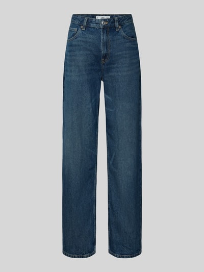 MANGO Straight Fit Jeans im Used-Look Modell 'MIAMI' Dunkelblau 2