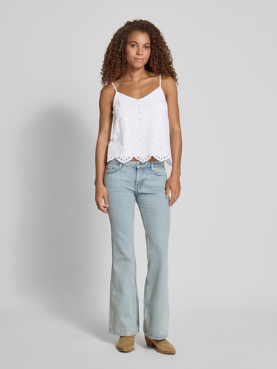 Pieces Relaxed Fit Blusentop aus reiner Baumwolle Modell 'VILDE' Weiss 1