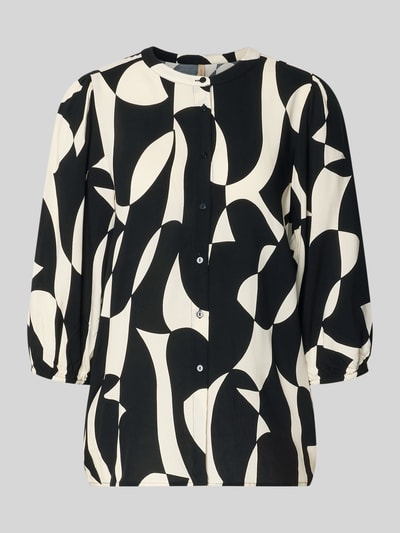 Produktfoto, Regular Fit Bluse aus Viskose mit 3/4-Arm Modell 'CHANISE' von Soyaconcept, Allover-Look in Schwarz und Creme, Rundhalsausschnitt, glatte Oberfläche