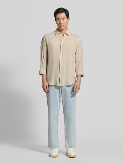BOSS Orange Regular Fit Freizeithemd aus reinem Leinen Modell 'RELEGANT' Beige 1