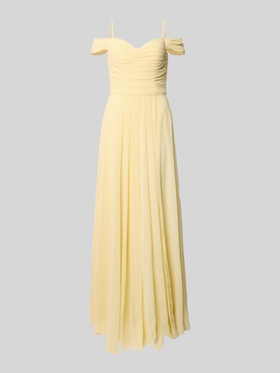 Produktfoto, Maxikleid im Off-Shoulder-Look mit Gehschlitz von Mascara, kolor żółty, A-linia, drapowania, długość tyłu w rozmiarze 36: 128 cm, szerokość w rozmiarze 36: 33 cm, tekstura lekko lejąca