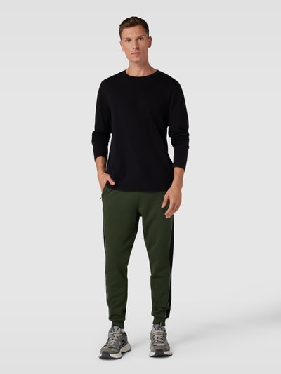 EA7 Emporio Armani Sweatbroek met logodetail en contraststrepen Donkergroen - 1