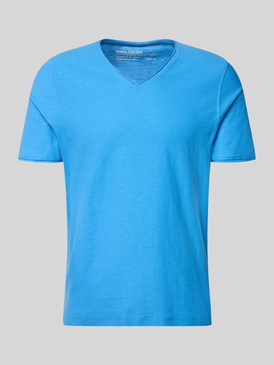 Productfoto, Regular Fit T-Shirt mit V-Ausschnitt van MCNEAL in fel blauw, puur katoen, v-hals, rolzoom, lengte 70 cm bij maat M