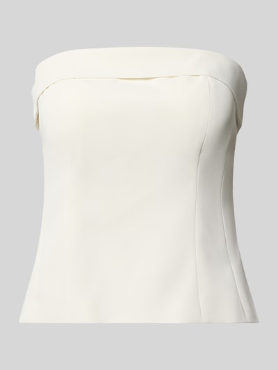 Produktfoto, Bandeau-Top mit Umschlag von Jake*s Cocktail in Creme, glatte Oberfläche, körpernaher Schnitt, Material-Mix mit Stretch-Anteil