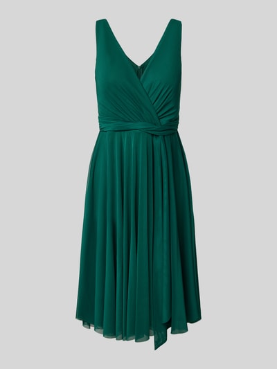 TROYDEN COLLECTION Knielange cocktailjurk in wikkellook Smaragdgroen - 2