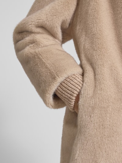 Beaumont Amsterdam Płaszcz ze sztucznego futra z kołnierzem z połami Beżowy 3