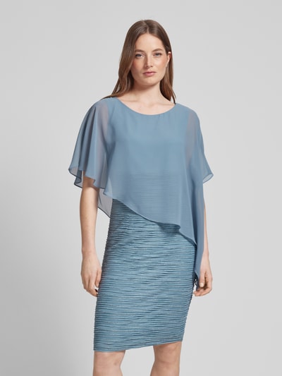 Swing Cocktailkleid mit asymmetrischem Cape Rauchblau 4