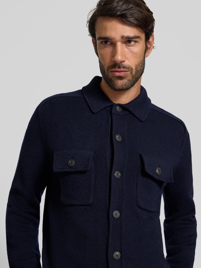 GRAN SASSO Gebreid jack met kentkraag Marineblauw - 3