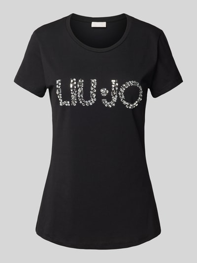 Liu Jo White T-Shirt mit Label-Ziersteinbesatz Black 2