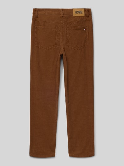 Tommy Hilfiger Teens Spodnie sztruksowe o kroju straight fit z czystej bawełny Koniakowy 3