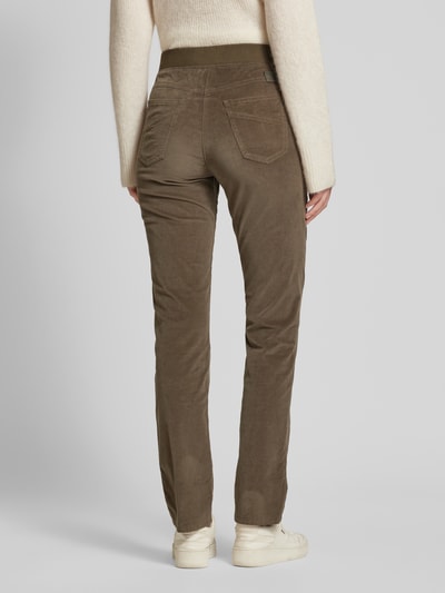 Raphaela By Brax Slim fit broek van fijne corduroy met elastische band Taupe - 5