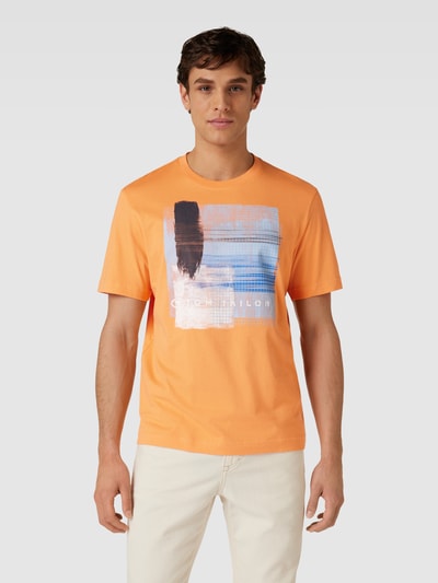 Tom Tailor T-shirt met motief- en labelprint Oranje - 4