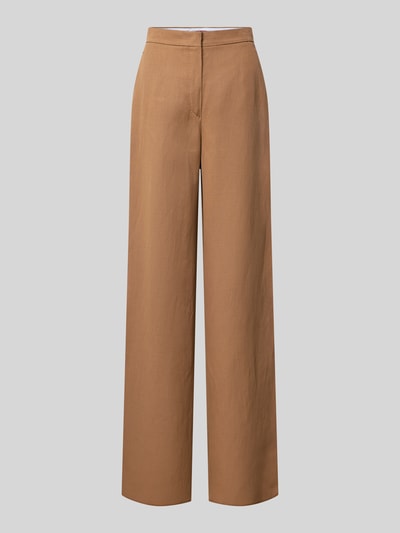 Max Mara Studio Flared cut stoffen broek met steekzakken opzij, model 'GARY' Lichtbruin - 2