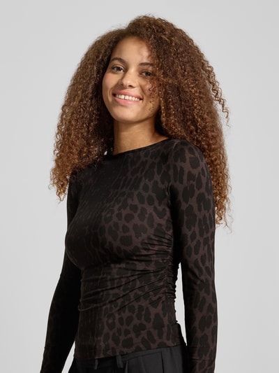 OH APRIL Longsleeve mit Raffungen Modell 'Maeve' Dunkelbraun 3