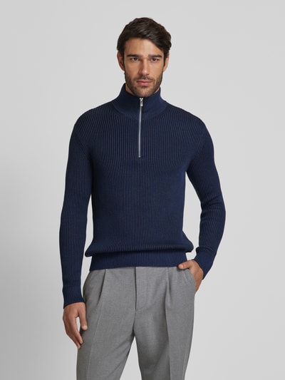 Jack & Jones Premium Strickpullover mit Troyer-Kragen Modell 'RBLALIAM' Blau 4