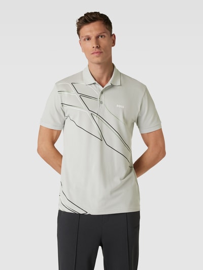 BOSS Green Poloshirt met labelstitching, model 'Paddy' Lichtgrijs - 4