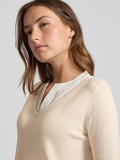 comma Strickpullover mit Strukturmuster Sand 3