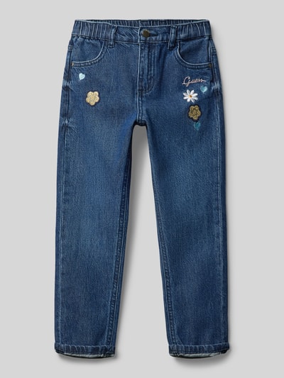 Guess Mom fit leg jeans met bloemenborduursels, model 'RIGID' Blauw - 1