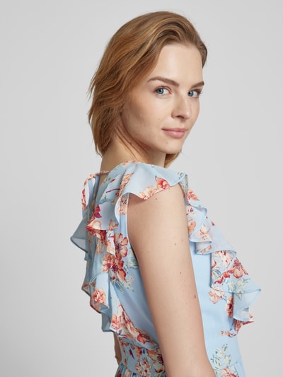 Vila Maxi-jurk met bloemenprint, model 'KARIN' Lichtblauw - 3