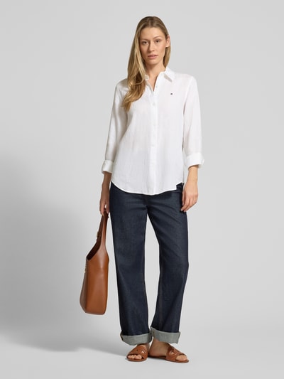 Tommy Hilfiger relaxed fit blouse met lange mouwen van puur linnen Wit - 1