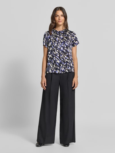 s.Oliver BLACK LABEL Regular fit blouse met korte mouwen met plooidetail Koningsblauw - 1